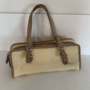 The Sak cream crochet baguette purse